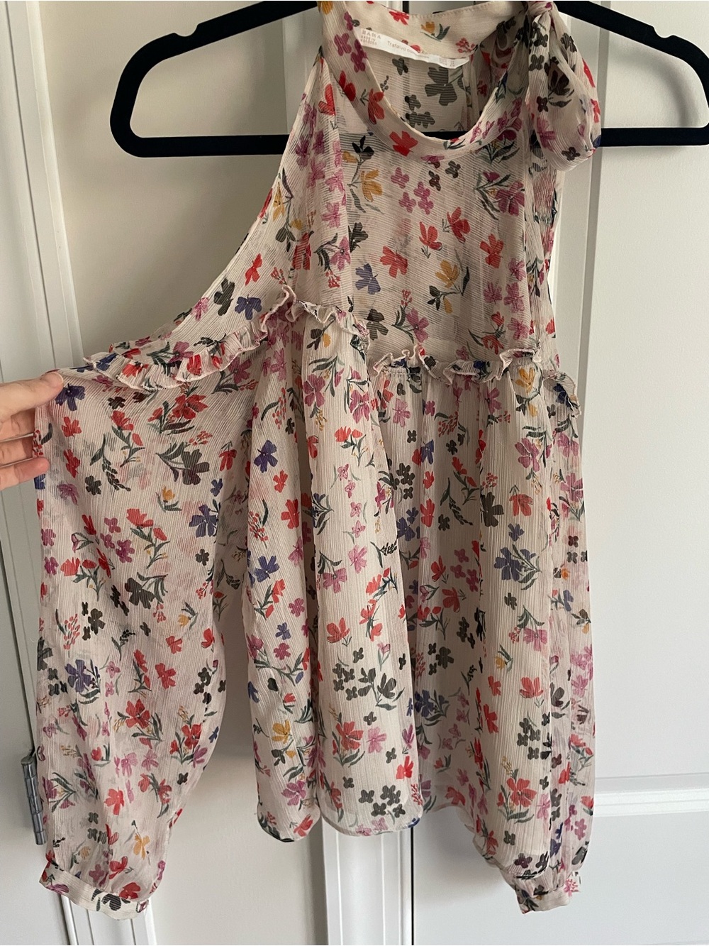 Zara Colorful Floral Chiffon Blouse